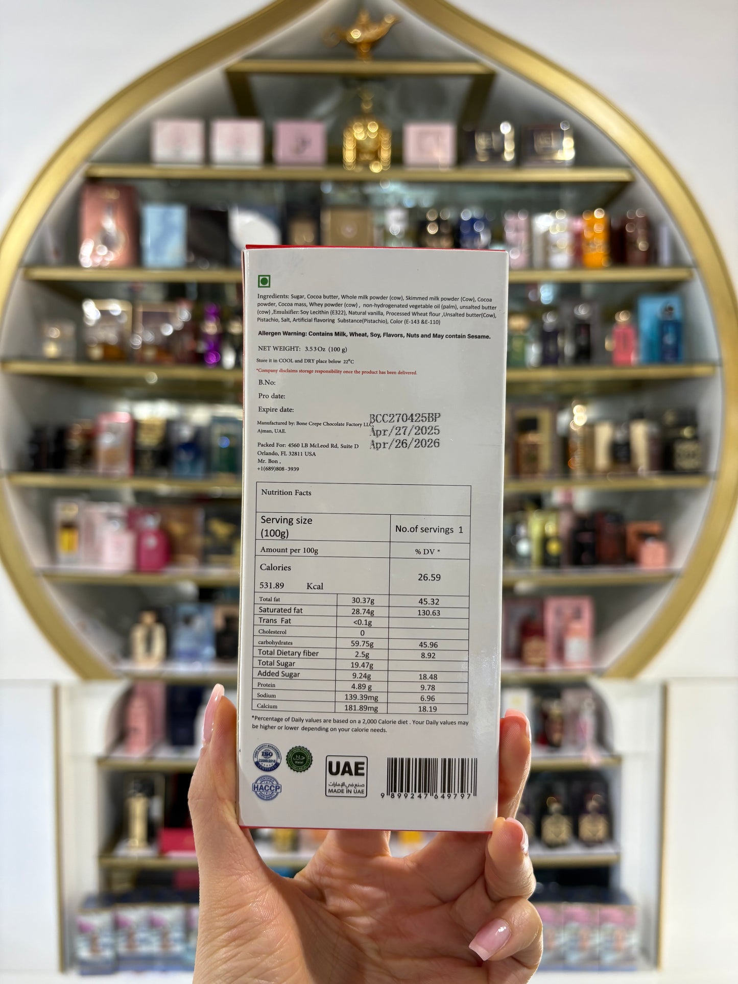 Chocolate Dubai Leche 100g
