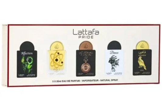 Set Mini Lattafa Pride 5: Affection, Tharwah Gold, Watch 1505, Breeze, Shaheen Gold