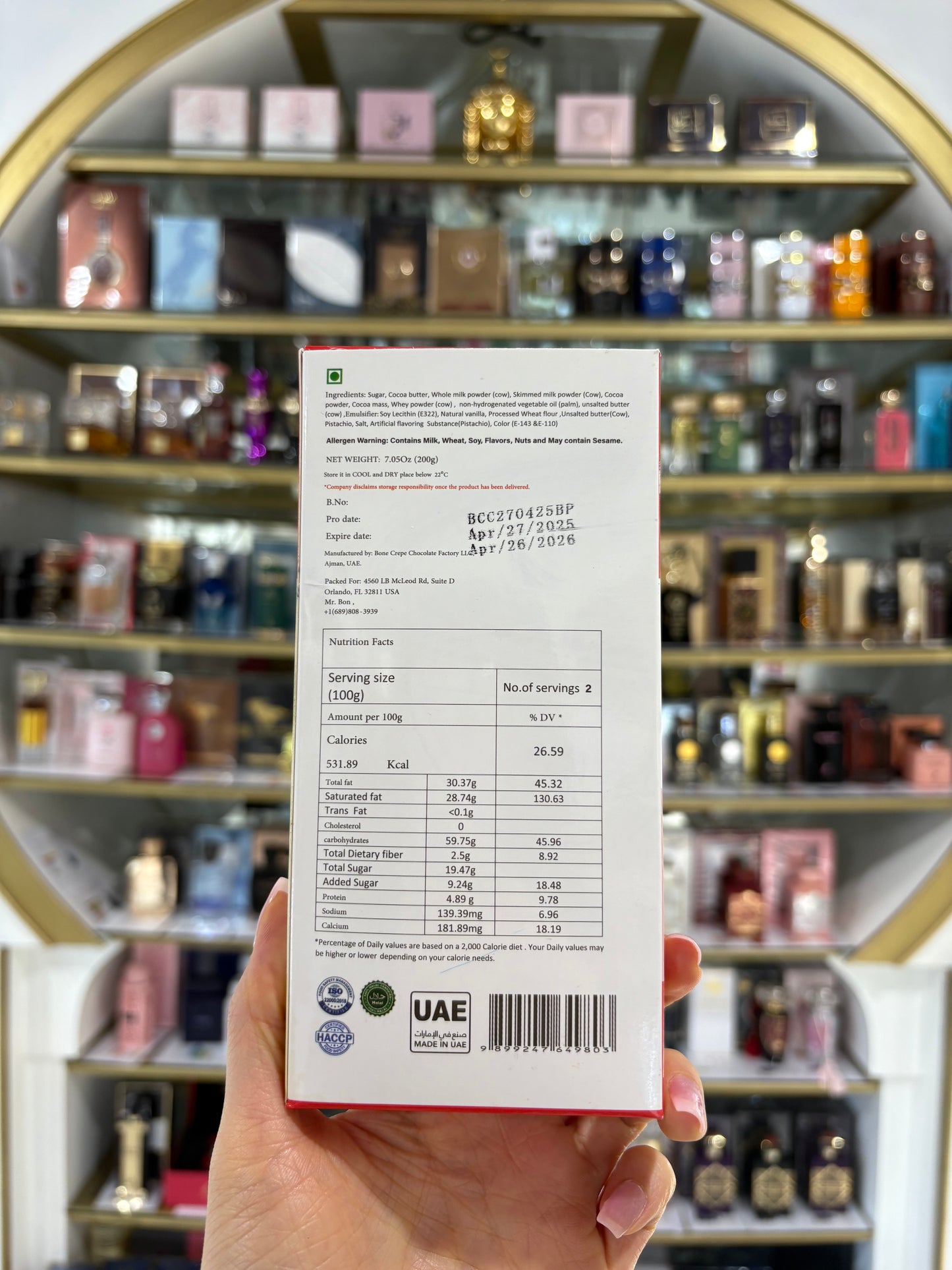 Chocolate Dubai Leche 200g
